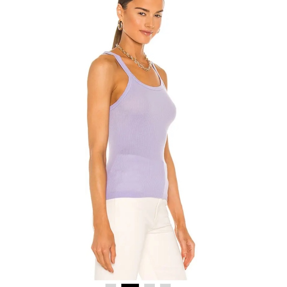 HANES RE/DONE Stretch Ribbed Cotton Tank in FADED ORCHID S